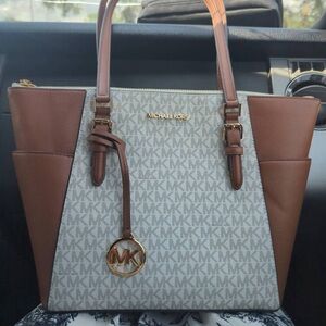 Michael Kors Tan and Cream Signature Tote